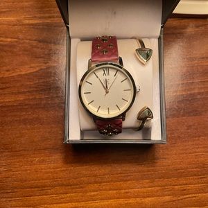 Inc watch with studded band and cuff